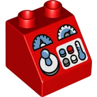 Duplo Brick 2 x 2 Slope 45° with Gauges, Joystick and Buttons Print