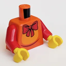 Torso, Elephant Costume, Red Bowtie Print, Red Arms, Yellow Hands / Reddish Orange
