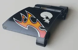 Technic, Panel Fairing #22 Large Short, Small Hole, Side A with Skull and Orange Flames Pattern (Sticker) - Set 8167