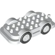 Duplo Car Base 4 x 8 with Four Black Wheels and White Hubs / White