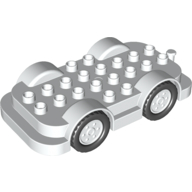 Lego Duplo Car Base 4 x 8 with Four Black Wheels and White Hubs / White
