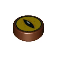 Tile Round 1 x 1 with Eye Print / Reddish Brown