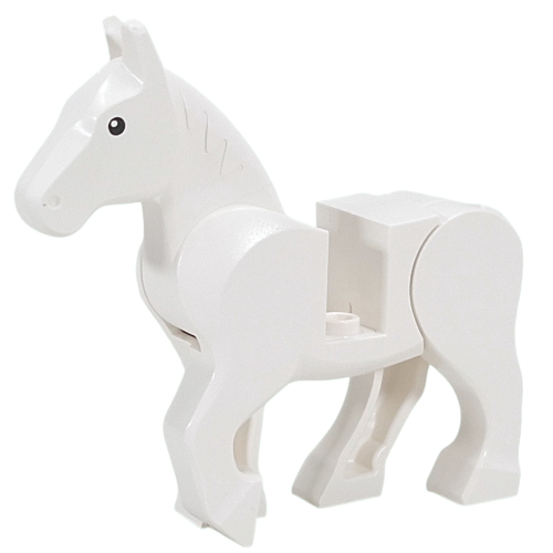Lego Animal, Horse, Moveable Legs with Black Eyes print / White