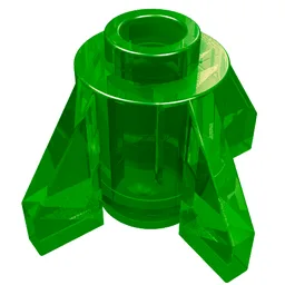 Brick Round 1 x 1 with Fins, Open Stud / Trans-Green