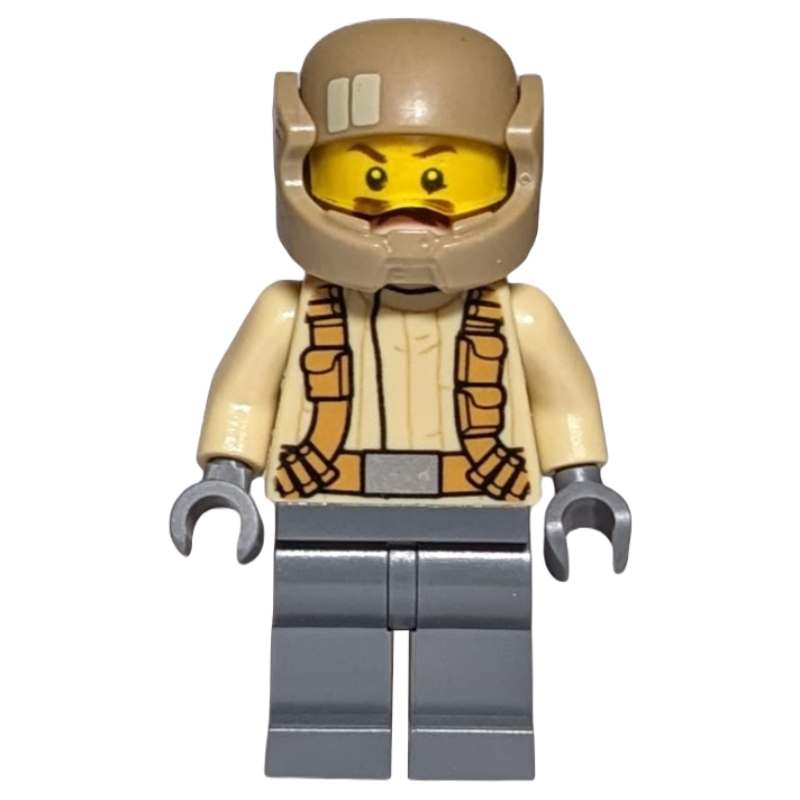 Lego Resistance Soldier, Dark Tan Helmet, Tan Shirt, Moustache