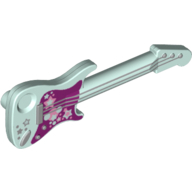 Lego Musical Instrument Guitar Electric with Silver Strings and Stars on Magenta Background Print
