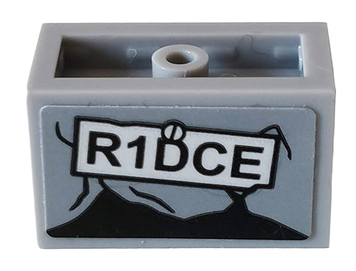 Lego Panel 1 x 2 x 1 with Rounded Corners and 2 Sides with 'R1DCE' and Screw Pattern (Sticker) - Set 76078