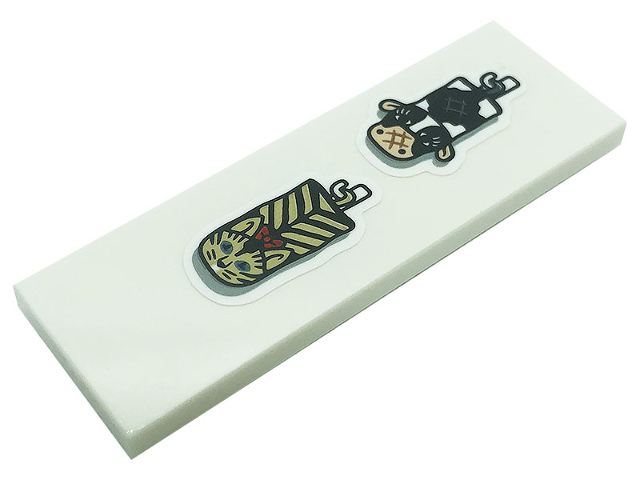 Lego Tile 2 x 6 with Cat and Cow Oven Mitts on Hooks Pattern (Stickers) - Set 21328