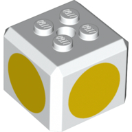 Lego Brick Special Cube with 2 x 2 Studs on Top, and Yellow Circles Print