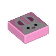 Tile 1 x 1 with White Bunny/Rabbit Print / Bright Pink