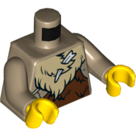 Lego Torso Animal Furs, Layered with Bone Print (Caveman), Dark Tan Arms, Yellow Hands / Dark Tan