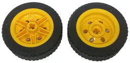 Wheel 30mm D. x 14mm with Black Tire 43.2 x 14 Solid (56904 / 30699) / Yellow