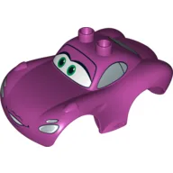 Duplo Car Body 2 Top Studs Sports Coupe Wide with Cars Holley Shiftwell Print / Magenta