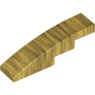 Lego Brick Curved 4 x 1 No Studs [Stud Holder with Asymmetric Ridges] / Pearl Gold