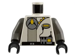 Torso Space Exploriens Silver Circle Logo and Radio, Light Gray Stripe, Yellow Buttons, Black Belt Pattern / Dark Gray Arms / Black Hands