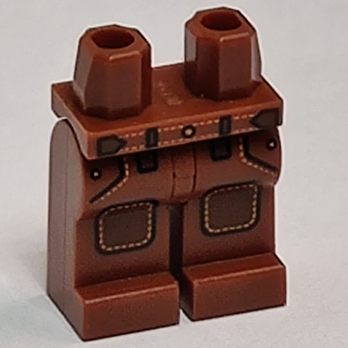 Lego Hips and Reddish Brown Legs with Pockets, Belt and Dark Brown Knee Pads Print / Reddish Brown