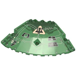 Panel 10 x 10 x 2 1/3 Quarter Saucer Top with Insectoid Print Right / Trans-Green