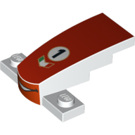 Lego Brick Wedged, Curved 4 x 2 x 1 1/3 with 1 x 4 Base with Mouth and '1' on Red Background Print (Francesco) / White