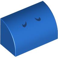 Lego Brick Curved 1 x 2 x 1 No Studs with Dark Blue Lines (Yoshi Nostrils) Print / Blue