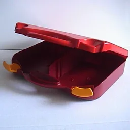 Storage Case, with Rounded Corners, Red Lid, Bright Light Orange Latches / Dark Red