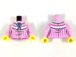 Torso Nightgown with Medium Blue Ribbon Pattern / Bright Pink Arms / Yellow Hands
