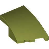 Brick Wedged, Curved 3 x 2 with Stud Notch Right / Olive Green