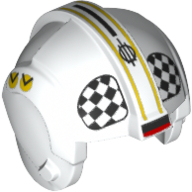 Lego Helmet Rebel Pilot, Center Ridge with Black and White Checkered Print (U-Wing Pilot) / White
