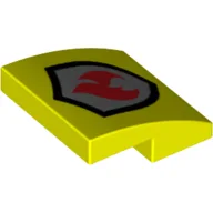 Brick Curved 2 x 2 x 2/3 with Fire Logo Print / Vibrant Yellow