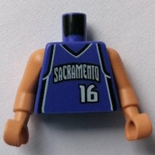 Lego Torso Basketball Jersey, Sacramento Kings '16' Print, Long One Piece Arms Nougat (NBA) / Violet