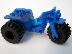 Lego Tricycle with Blue Chassis and Black Wheels - One Piece Rear Wheels / Tires