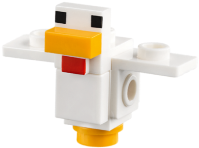 Lego Minecraft Chicken, Wings Spread, Bright Light Orange Feet - Brick Built