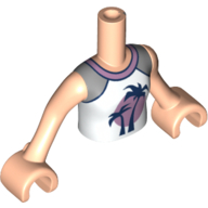 Lego Minidoll Torso Girl, White Shirt, Dark Blue Palm Trees, Lavender Sunset / Light Nougat