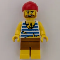 Pirate, White Vest, Medium Nougat Shorts, Red Bandana