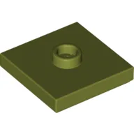 Plate Special 2 x 2 with Groove and Center Stud (Jumper) / Olive Green