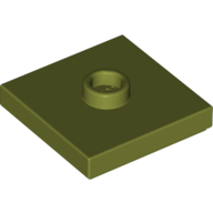 Lego Plate Special 2 x 2 with Groove and Center Stud (Jumper) / Olive Green