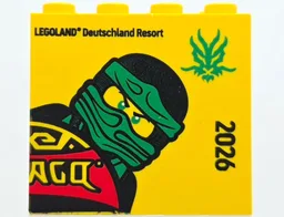 Brick 2 x 4 x 3 with 2026 LEGOLAND Deutschland Resort and NINJAGO 15 Logo Upper Right Quarter with Lloyd Minifigure Pattern