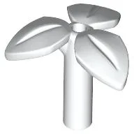 Plant, Stem with 3 Leaves and Bottom Pin / White