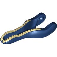 Lego Animal Body Part, Dinosaur, Baryonyx Lower Jaw with Tan Teeth / Dark Blue