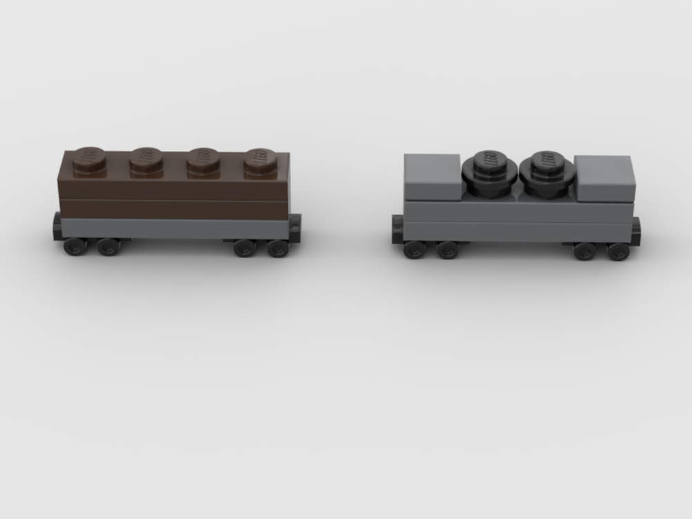 Lego lumber car and coal car
