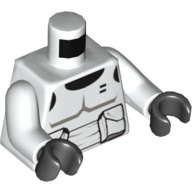 Lego Torso Armour Scout Trooper with Dark Bluish Gray Accents Print, White Arms, Black Hands / White