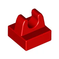 Tile Special 1 x 1 with Clip with Rounded Tips / Red