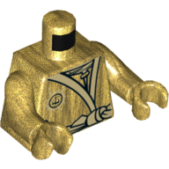 Lego Torso Robe with Tan Trim and Tied Belt Print, Pearl Gold Arms and Hands / Pearl Gold