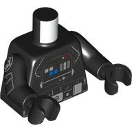 Lego Torso Flight TIE Pilot Suit with Control Panel, Tubes, Silver Belt Buckle print, Black Arms and Hands / Black