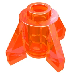 Brick Round 1 x 1 with Fins, Open Stud / Trans-Neon Orange