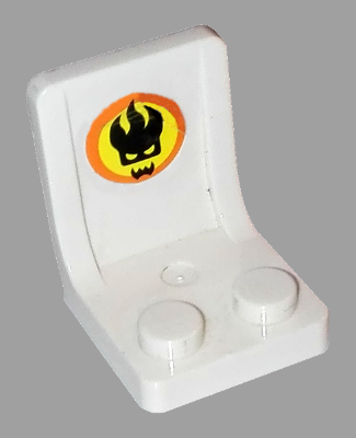 Lego Minifigure, Utensil Seat / Chair 2 x 2 with Dr. Inferno Logo Pattern (Sticker) - Set 8637
