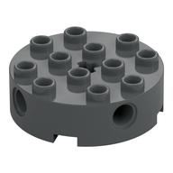 Lego Brick Round 4 x 4 with 4 Side Pin Holes and Center Axle Hole / Dark Bluish Gray
