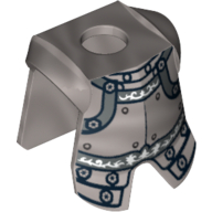 Lego Minifig Neckwear Armor Breastplate with Leg Protection, Heroic Knight Print / Flat Silver