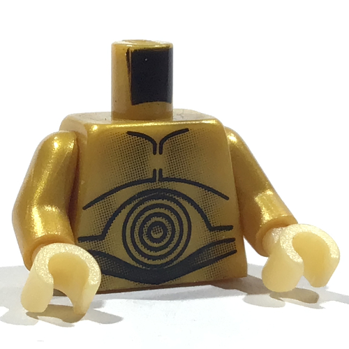Lego Torso Droid with Concentric Circles Print (C-3PO), Pearl Gold Arms, Pearl Light Gold Hands / Pearl Gold