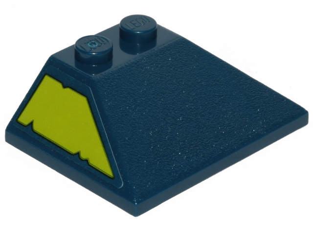 Lego Slope 45 3 x 4 Double / 33 with Lime Trapezoid with Cut Out Edges Pattern Model Left Side (Sticker) - Set 70839