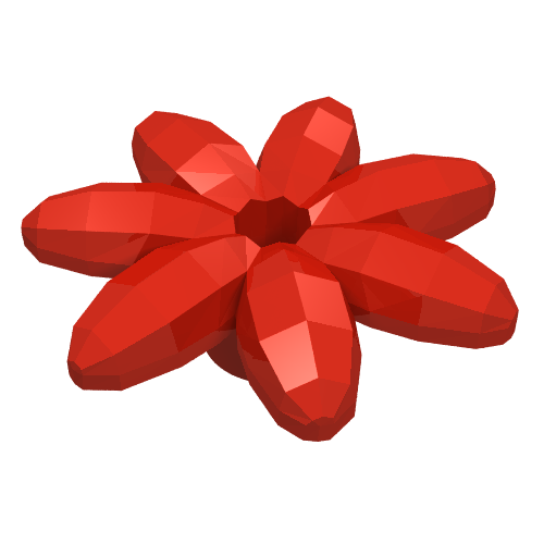 Lego Plant, Outdoor Accessory Kit, Flower with 7 Thin Petals and Pin / Red